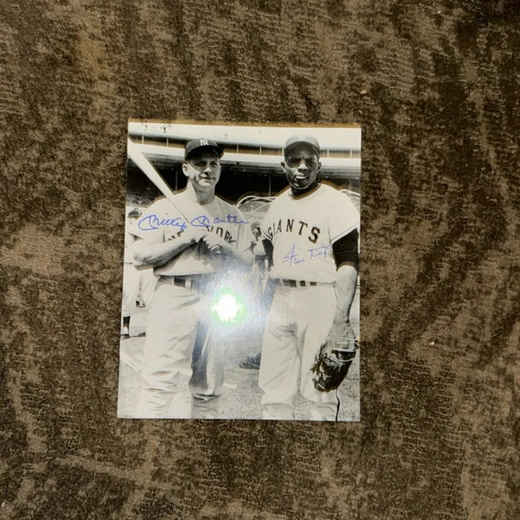 New York Yankees Mickey mantle Willie mays autographed 8x10 photo - Picture 1 of 1